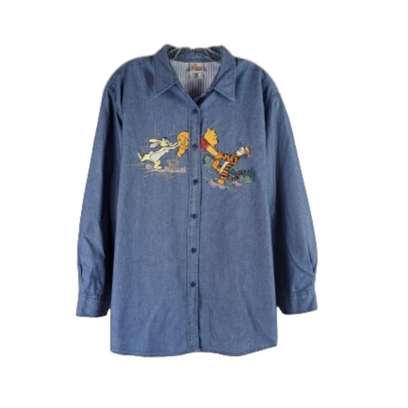 Disney Tops - The Disney Store Winnie The Pooh Embroidered Chambray Button-Down Shirt L/G